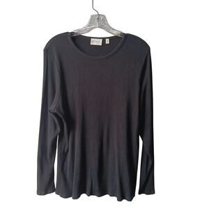 Cyrus Sweater Women's 2X Black Long Sleeve Ribbed Round Neck LIghtweight